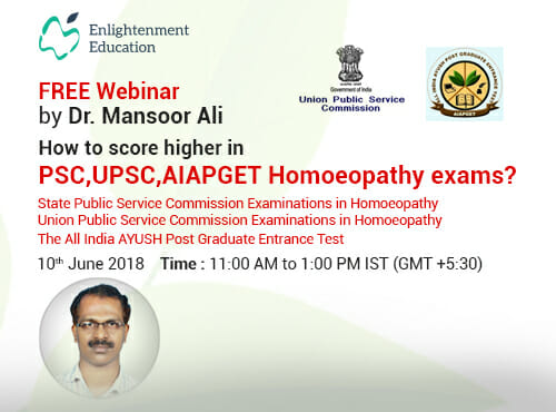 Image result for Webinar on How to score higher in PSC,UPSC,AIAPGET Homoeopathy Examinations?